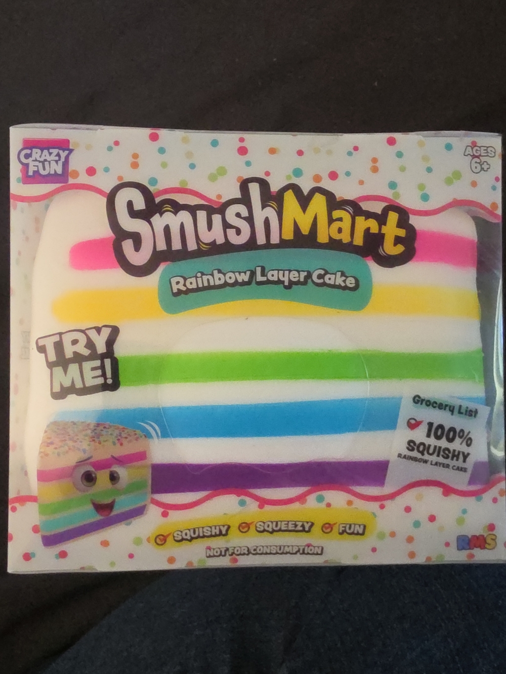 Rainbow Layer Cake Squishy Toy - White with Rainbow Stripes